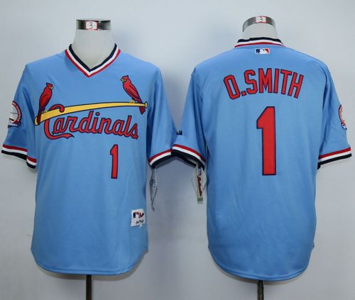 Cardinals #1 Ozzie Smith Blue 1982 Turn Back The Clock Stitched MLB Jersey - Click Image to Close